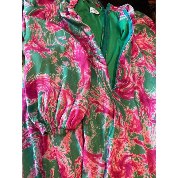 QUQA satin ruffle hem maxi dress/mumu/kaftan/house dress - Picture 4 of 8